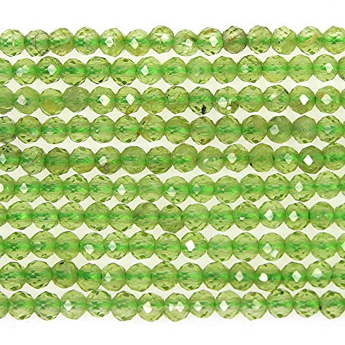 MJDCB 3mm Faceted Natural Olivine Round Loose Beads for Jewelry Making DIY Bracelet Necklace - color: Olivine