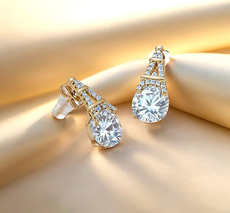 Alphabet Earring for Women, 18K Gold Plated Brass with Cubic Zirconia.