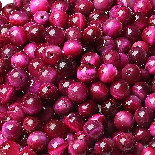LAIDANLA Rose Pink Tiger Eye Stone 8mm Natural Stone Beads Round Loose Gemstone Beads for DIY Bracelet Necklace Earrings Jewelry Making Polishing Beading Crystal 96PCS 2 Strand 32" - color: Y-Rose Pink Tiger Eye, size: 8mm