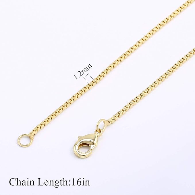 ALEXCRAFT Wholesale 6PCS 14K Real Gold Plated Brass Box Chain Necklace Bulk for Jewelry Making (16 inch)
