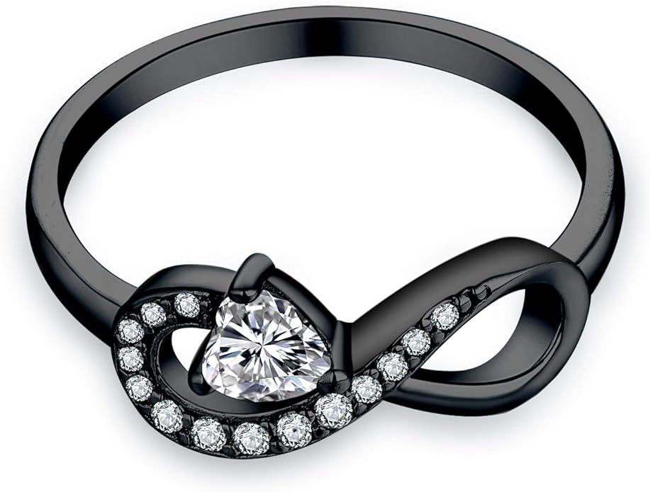 JO WISDOM Promise Ring for Women Sterling Silver Infinity Heart Promise Rings for Her Birthstone Cubic Zirconia Friendship Ring Size 5-12