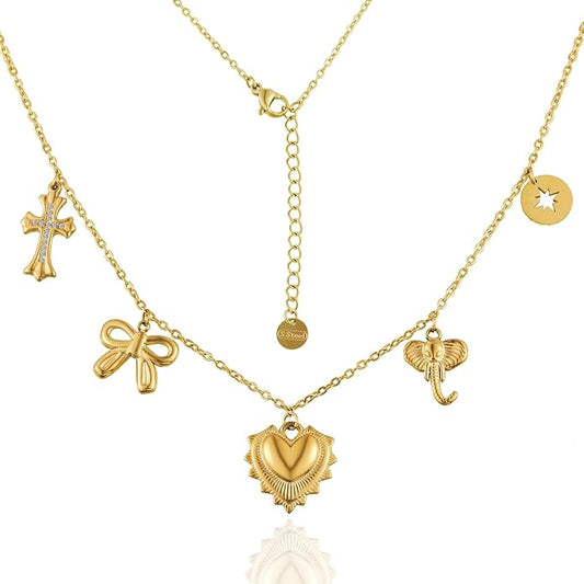 Heart Necklace for Women, 18K Gold Plated Heart Pendant Layered Necklaces Jewelry Gifts Gold Silver