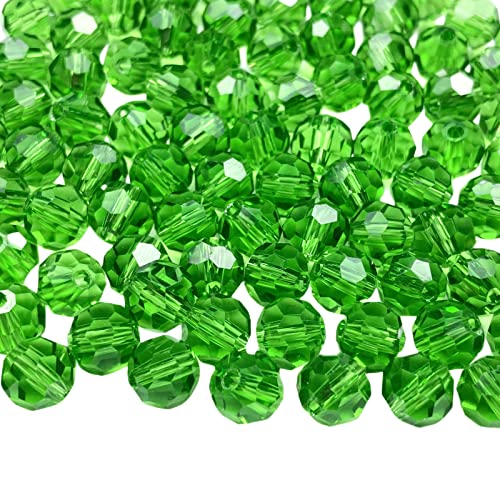 Jmassyang 100 Pieces 8mm Faceted Round Crystal Glass Beads Spacer Beads for Jewelry Making, Bracelets Necklaces Earrings Wind Chimes Suncatchers(Green) - color: Green, size: 8mm