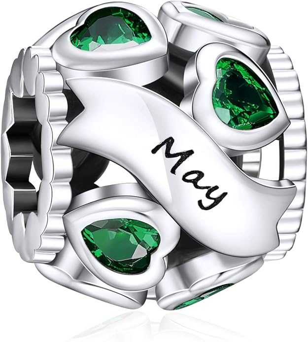 NINGAN Birthstone Charms 925 Sterling Silver Love Heart Openwork Bead for Charm Bracelets and Necklaces with 5A Cubic Zirconia, Birthday Mothers Day Jewelry Gifts Women