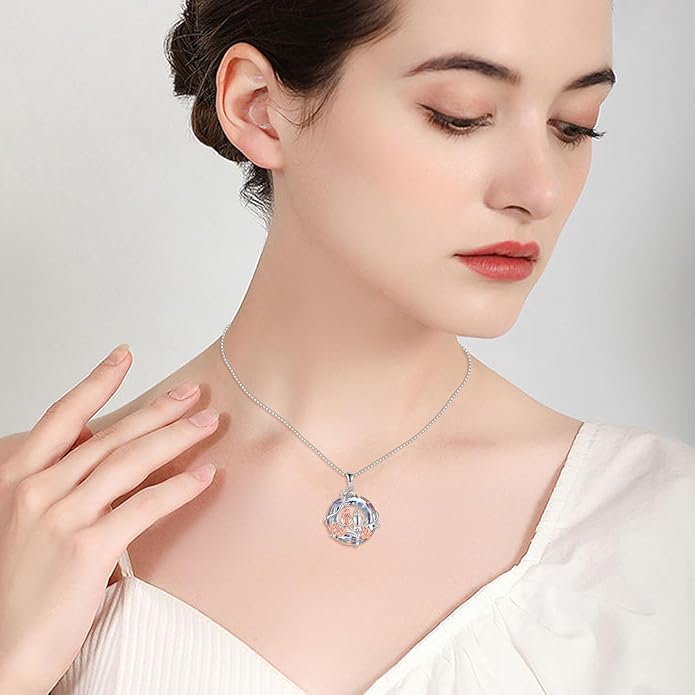 TOUPOP Sisters Gifts from Sister Necklace Sterling Silver Rose Flower with Crystal Jewelry Valentines Day Birthday Gifts for Women Best Friend Friendship
