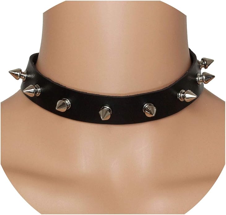 Eigso Vintage Punk Goth Studded Rivet Pu Leather Collar Choker Necklace with Spikes Adjustable