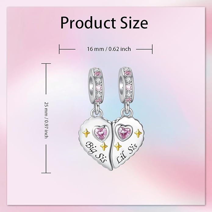 Birthday Fashion Love Heart Dangle Charm 925 Sterling Silver Charms fits Bracelets and Necklace Pendant Bead Charms Jewelry Present for Women Family Friends