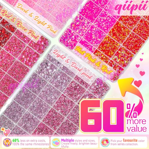 qiipii 8 Color 2-6mm Red Jelly Resin Rhinestones w B7000 Jewelry Glue for Bedazzling Crafting Flatback Stones Gems Diamonds for Nails Face Eyes Makeup Tumblers Bottles DIY Crafts Clothes Shoes Phones - color: Pink / Rose / Red Series Rhinestones