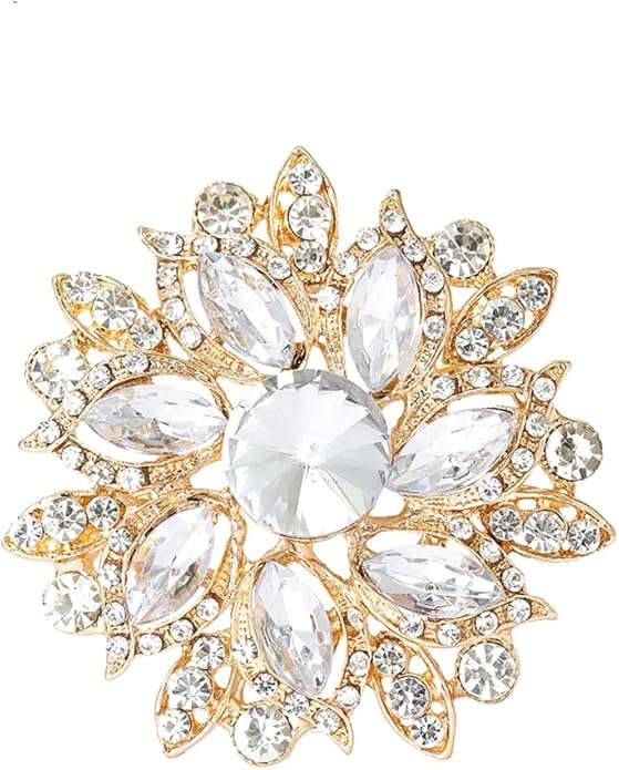 Rhinestone Flower Brooch for Women Vintage Crystal Flower Brooch Pin Elegant Clothing Hat Bag Accessories Christmas Birthday Party Wedding Costume Jewelry