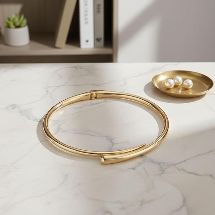 Bold Chunky Statement Choker Necklace for Women Gold and Silver Oversized Teardrop Open Cuff Collar Necklace Thick Torque Runway Style Fashion Jewelry