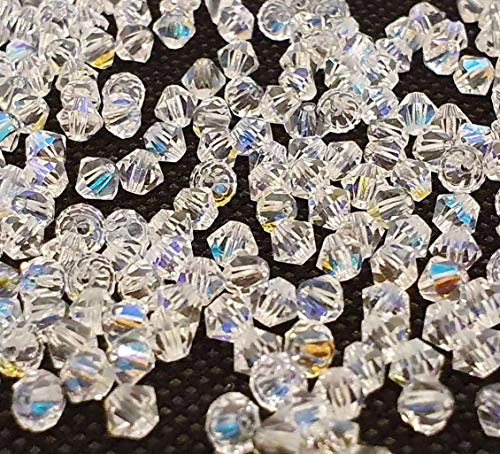 Perlin Preciosa Bohemian 3mm Crystal Glass Beads 100 pcs Czech Bicone Colorful Mix Beads for DIY Jewelry Making Double Cone Bead Bracelet Earring Necklace Crafting (Crystal AB) - color: Crystal AB