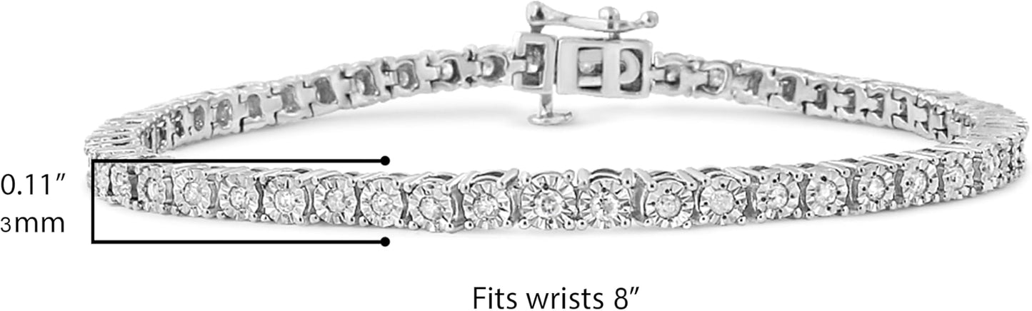 Original Classics 1.0 Cttw Miracle Set White Diamond Round Faceted Bezel Tennis Bracelet (I-J Color, I3 Clarity) - Choice of Metal Color and Size