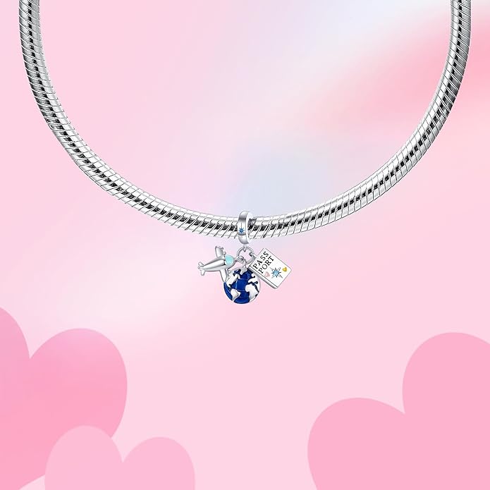 Birthday Fashion Love Heart Dangle Charm 925 Sterling Silver Charms fits Bracelets and Necklace Pendant Bead Charms Jewelry Present for Women Family Friends
