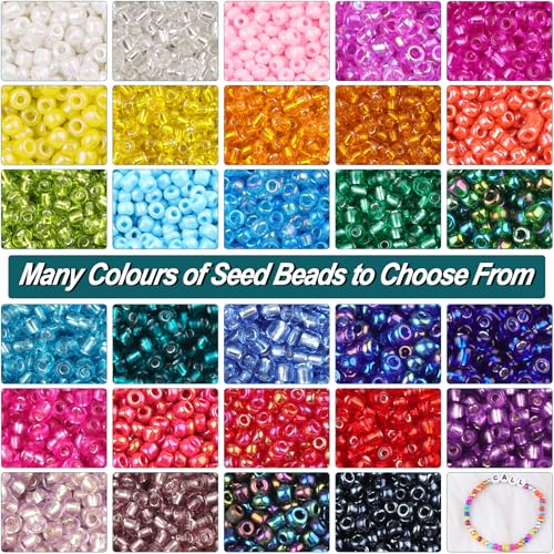 Size 2 mm 11/0 Glass Seed Beads, 10100 Pcs Small Mini Spacer Loose Pony Beads for Jewelry Making and DIY Crafts (Green) - color: Green, size: Small