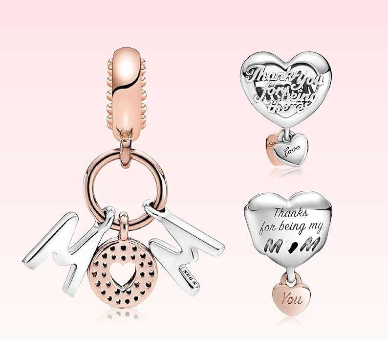 Family Mom Heart Charms 925 Sterling Silver Bead for Bracelets and Necklaces For Women Jewelry Present