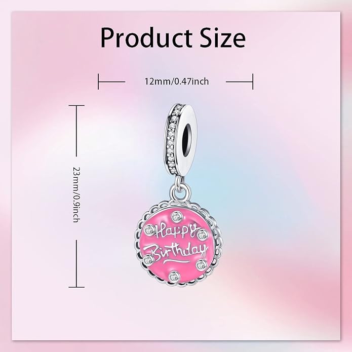 Birthday Fashion Love Heart Dangle Charm 925 Sterling Silver Charms fits Bracelets and Necklace Pendant Bead Charms Jewelry Present for Women Family Friends