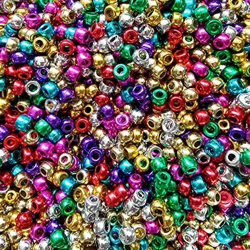 Amaney 500Pcs 6x9mm Mixed Colors Plastic Pony Beads (Electroplated) - color: Electroplated