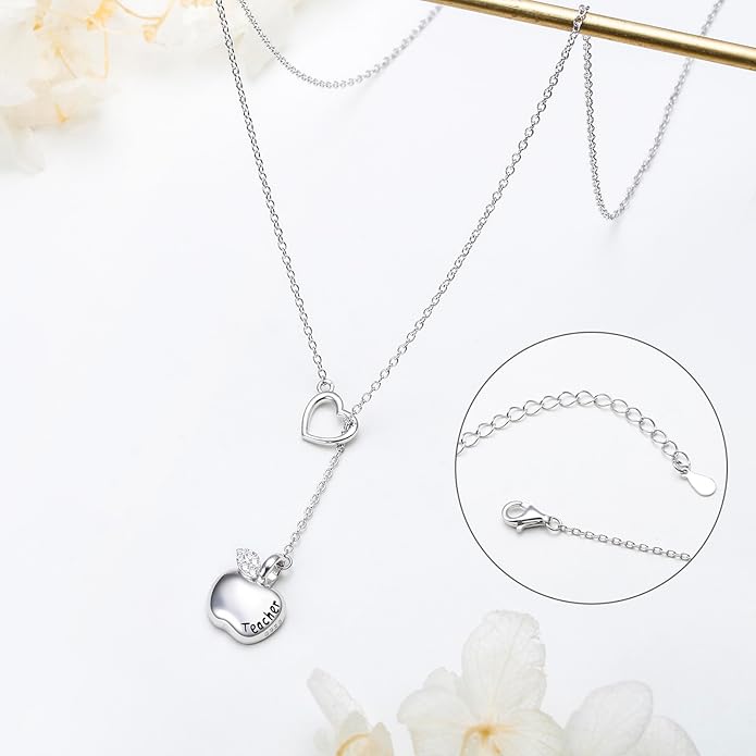 Long Necklace Sterling Silver Larait Bar Y Lariat Long Chain Drop Adjustable Necklace Gift for Her, 30"