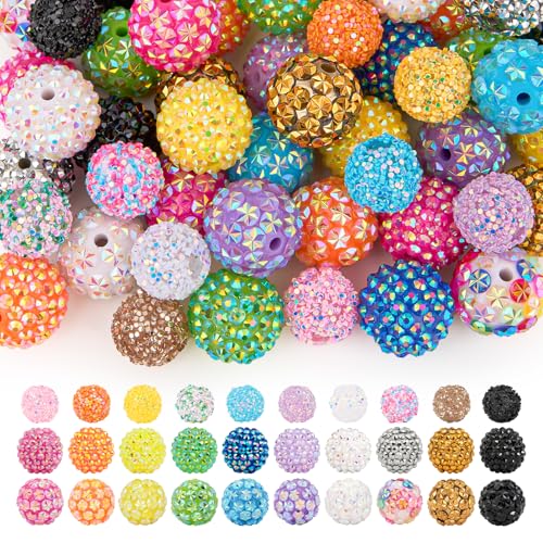 50Pcs Rhinestone Beads for Pens, 20mm Resin Rhinestone & Snowflake and 16mm Sequin Beads, Round Sparkly Chunky Bubblegum Bead Set for DIY Beadable Pens Keychain Necklace Bracelet Jewelry - color: 3-in-1 Set