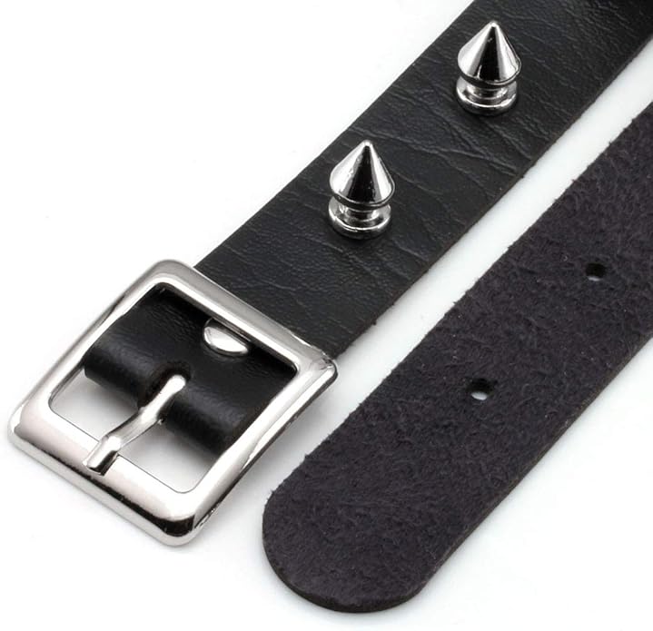 Eigso Vintage Punk Goth Studded Rivet Pu Leather Collar Choker Necklace with Spikes Adjustable