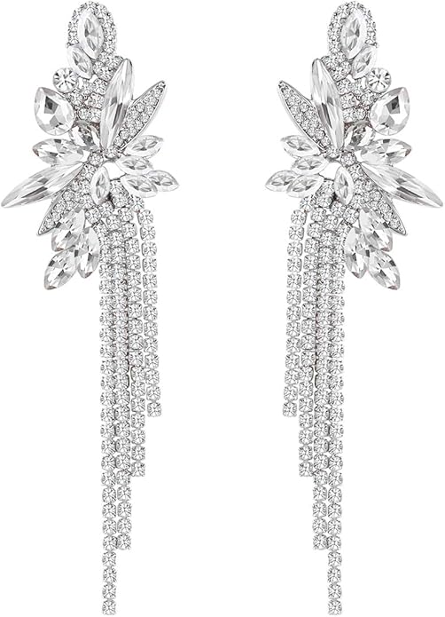 mecresh Marquise Crystal Bridal Chandelier Dangle Drop Earrings Ladies Gifts in Silver/Gold Tone