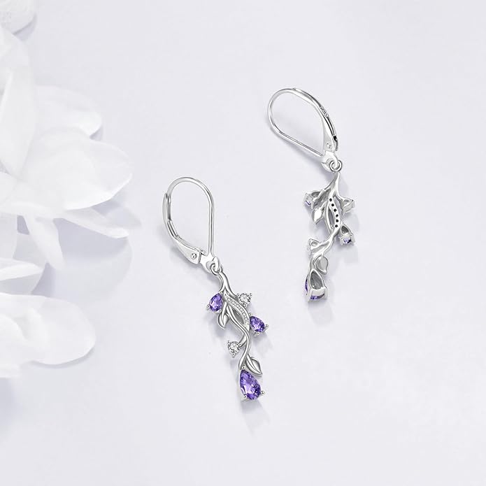 VONALA Flower Earrings for Women 925 Sterling Silver Rose/Lotus/Scottish Thistle/Tulip/Lilac/Mushroom/Pineapple Dangle Drop Earrings Flower Jewelry Gifts for Women Girls Birthday Gifts