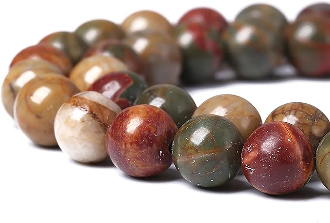 180PCS 4mm Natural Picasso Jasper Beads Healing Power Stones Round Loose Gemstone Beads for Jewelry Making DIY Bracelet Necklace 32" 2 Strands