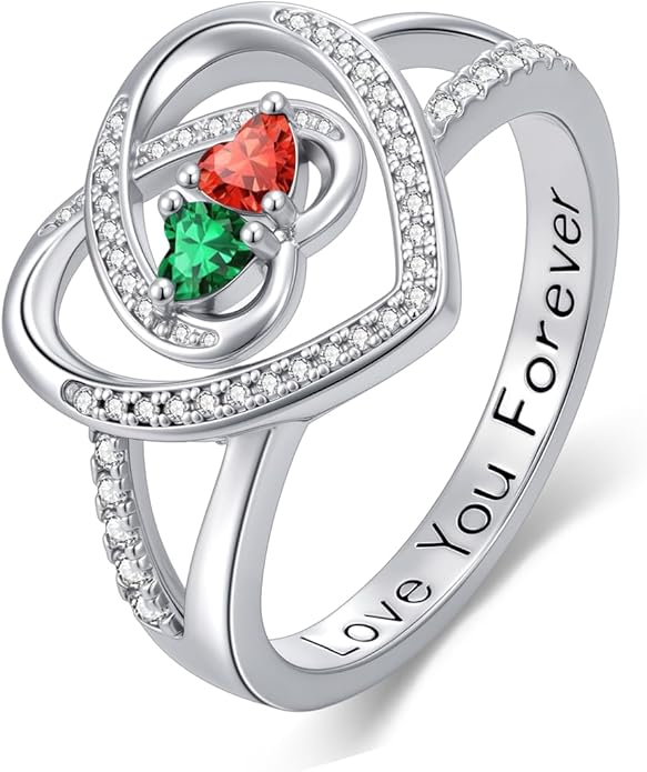 Valentine's Day Gifts for Women Birthstone Rings for Women Heart Statemet Engagement Eternity Wedding Promise Rings Jewelry Anniversary Christmas Valentine Mothers Day Birthday Gifts for Wife Her Girlfriend