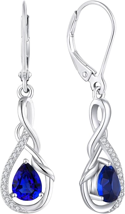 Starchenie Infinity Dangle Drop Earrings Sterling Silver Leverback Earrings Gemstones Twisted Jewelry