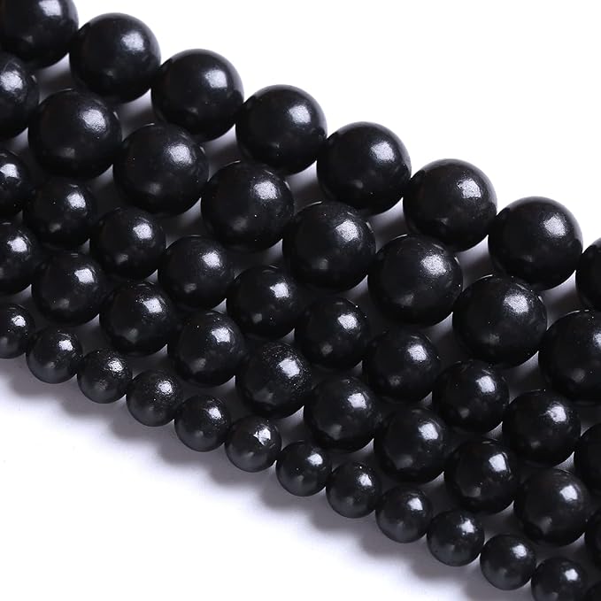 8MM 46PCS Natural Stone Shungite Beads Crystal Loose Beads for Jewelry Making DIY Bracelet