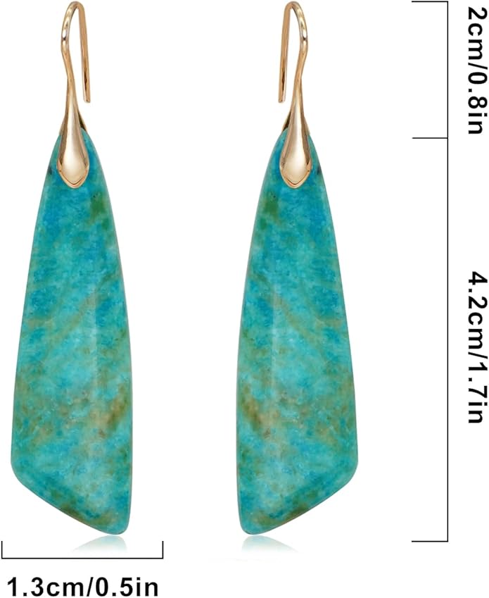 Natural Stone Earrings for Women Boho Triangles Dangle Drop Earrings