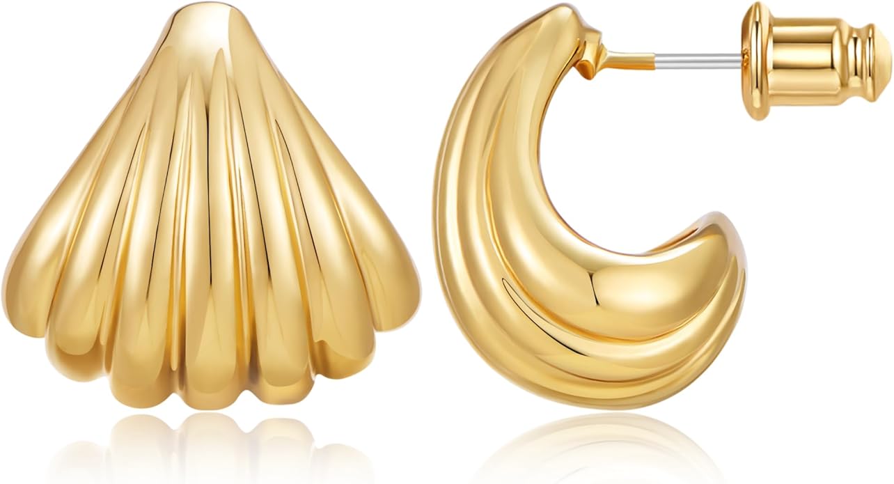Shell Earrings for Women in Chunky Hoop & Teardrop Styles Boho Beach Statement Jewelry Available in Gold Silver & Rose Gold