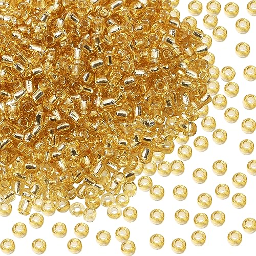 Round Glass Beads Penta Angel 2200Pcs 2mm Mini Craft Loose Spacer Pony Beads for Earring Bracelets Necklace Waist Beads Jewelry Making (Light Gold) - color: Light Gold