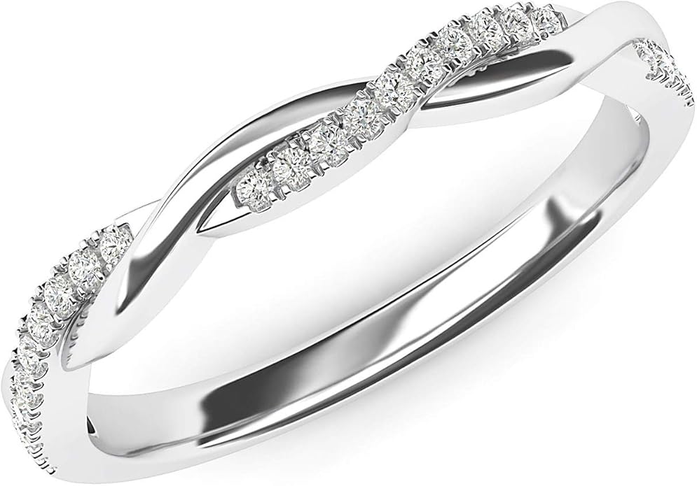 Sterling Silver 2.5mm Petite Twisted Vine Moissanite or Simulated Diamond Ring Wedding Band Matching Ring