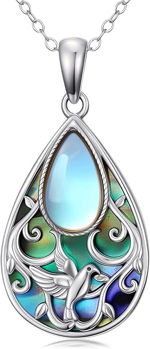 Black Onyx Necklace 925 Sterling Silver Flower Insect Pendant Teardrop Onyx Jewelry Valentines Day Birthday Gifts for Women