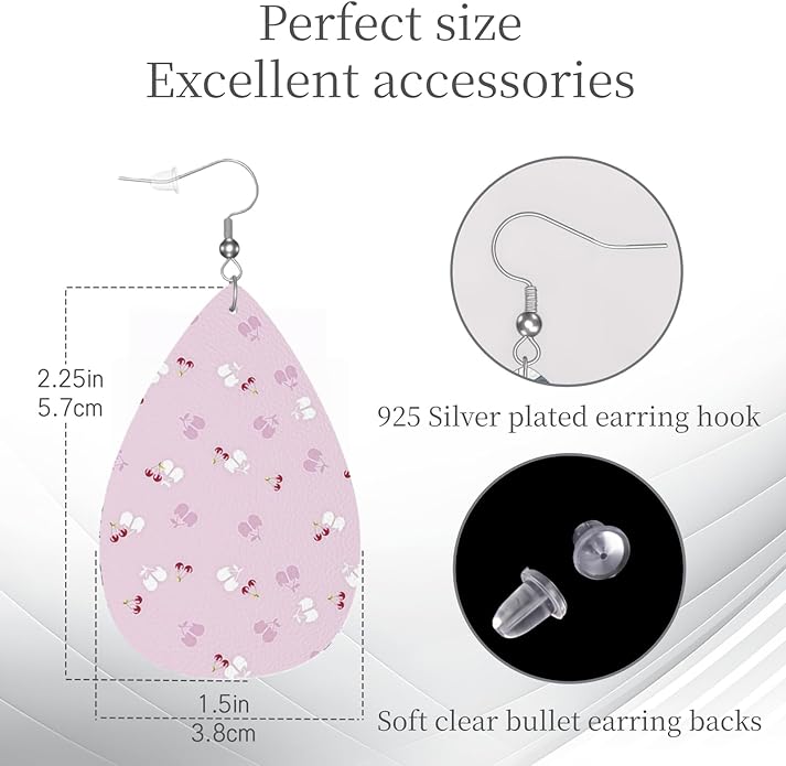 Teardrop Style Leather Earrings Outer Layer Silver Plating Hypoallergenic, Fashion Accessories Suitble Casual Outfits Parties Daily Wear for Sister Mom Wife Friends