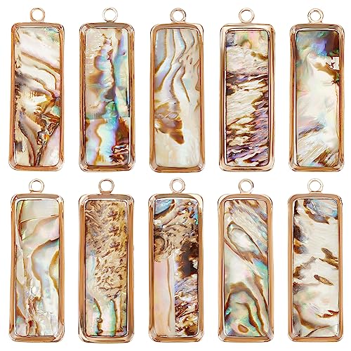 BENECREAT Abalone Shell Charms, Paua Shell Pendant Shell Charms for Jewelry Making - color: Rectangle