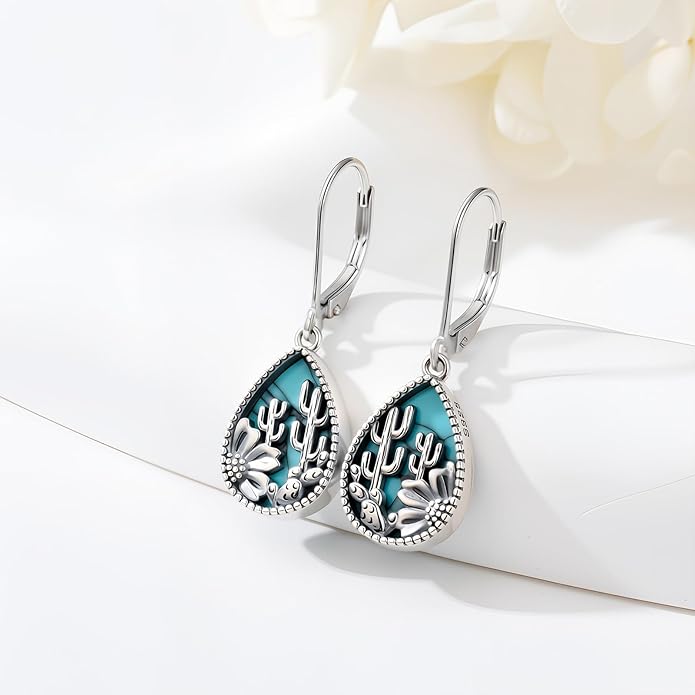 Western Earrings for Women 925 Sterling Silver Turquoise Western Country Dangle Drop Earrings Country Jewelry Gifts for Cowgirl Cowboy