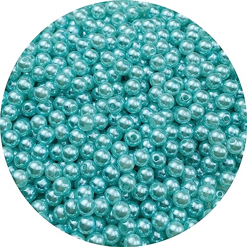 Pinhoollgo 800pcs Pearl Beads 6mm Round Pearl Beads with Hole for DIY Bracelet Necklace Jewelry Making Supplies Handmade Craft(Lake Blue) - color: Lake Blue, size: 6mm/800pcs