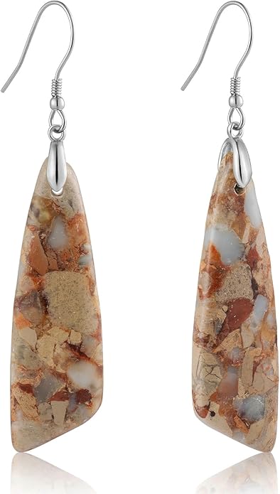 SELOVO Jasper Stone Earrings for Women Trendy Dangle Earrings Fishhook Drop Earrings