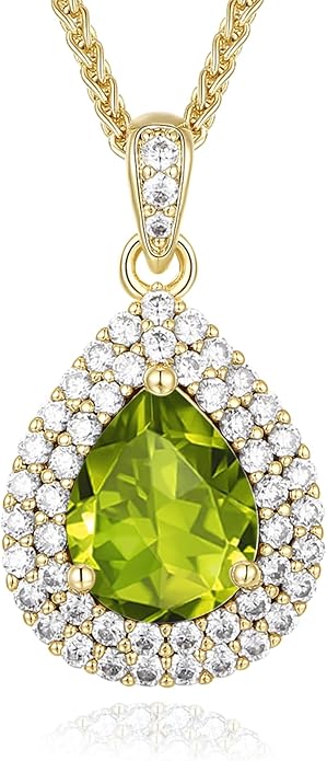 Valentine's Day Gift for Wife/Her-18K Gold Plated Teardrop Birthstone Necklace- with Light-Up Gift Box,Jewelry for Women,Anniversary Birthday Gifts for Women Her Wife Girlfriend Mom,Womens Jewelry