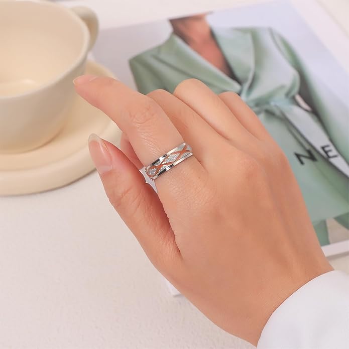 Enamel Band Rings for Women Men Stainless Steel Blue/Orange Ring Couple Enamel Valentine's Day Jewelry Gift