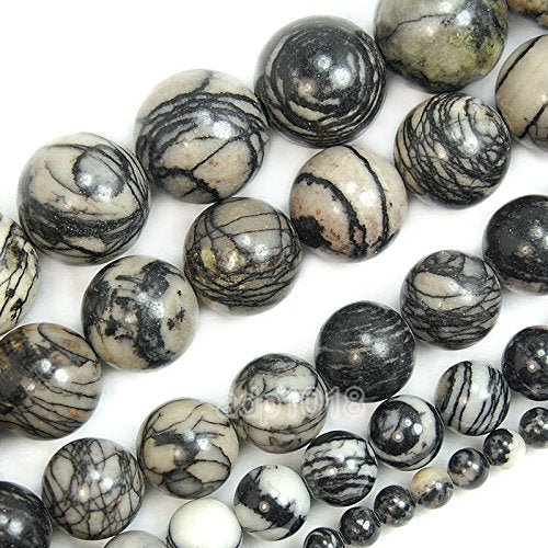 Wholesale Smooth Natural Gemstone Round Loose Beads 15" 4mm 6mm 8mm 10mm 12mm (6mm, Spider Web Jasper) - color: Spider Web Jasper, size: 6mm