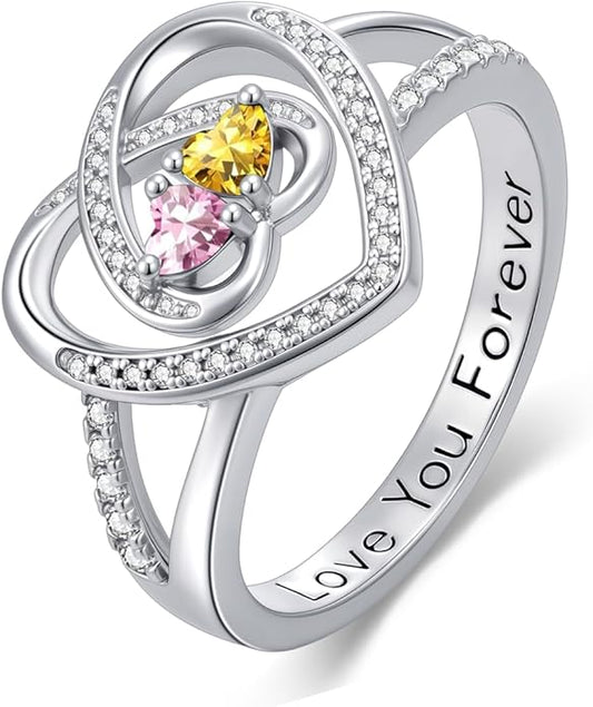 Valentine's Day Gifts for Women Birthstone Rings for Women Heart Statemet Engagement Eternity Wedding Promise Rings Jewelry Anniversary Christmas Valentine Mothers Day Birthday Gifts for Wife Her Girlfriend