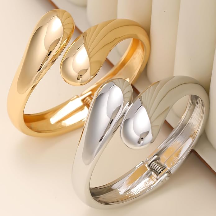14K Gold Plated Chunky Cuff Bracelet for Women Non Tarnish Stainles Bracelet for women fashion jewelry