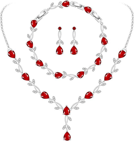 GZWHD Wedding Jewelry Sets for Bride Bridesmaid Women Cubic Zirconia Necklace Earrings Bracelet Set Gift for Mother Friend Wife Daughter Sister Party Prom Jewelry