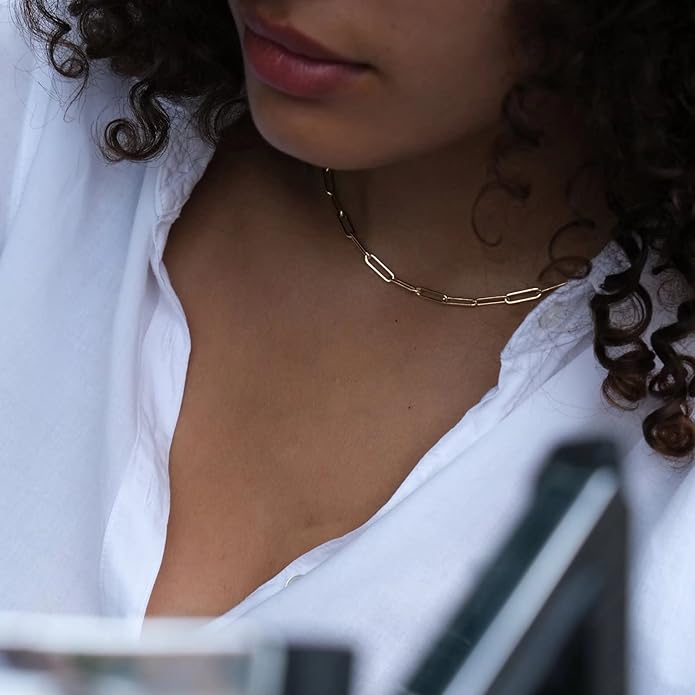 Yoosteel Valentines Gifts for Women Her - Gold Layered Initial Necklaces for Women 14K Gold Plated Dainty Layering Paperclip Link Chain Necklace Coin Initial Necklace Birthday Gifts for Teen Girls