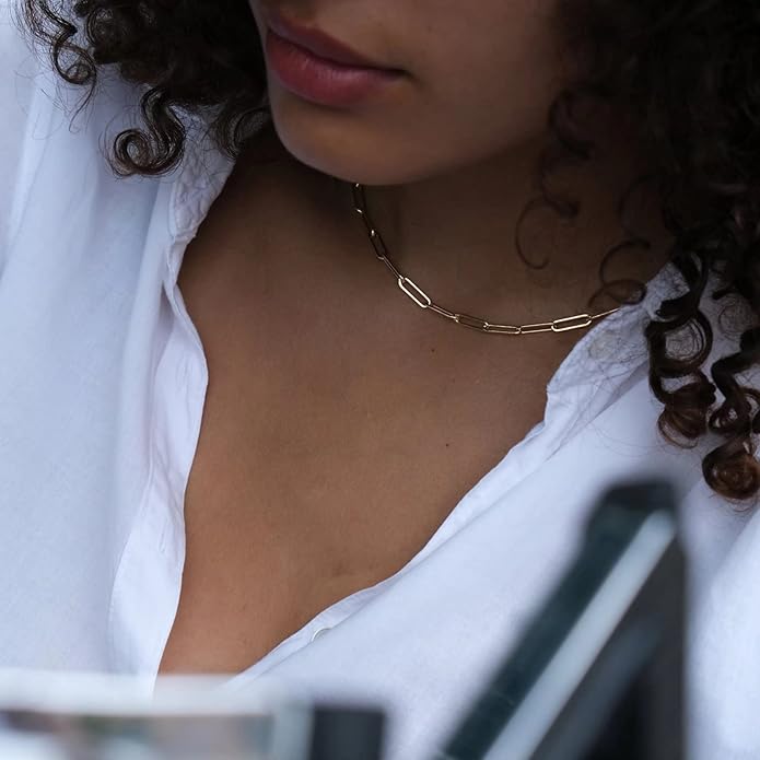 Yoosteel Valentines Gifts for Women Her - Gold Layered Initial Necklaces for Women 14K Gold Plated Dainty Layering Paperclip Link Chain Necklace Coin Initial Necklace Birthday Gifts for Teen Girls