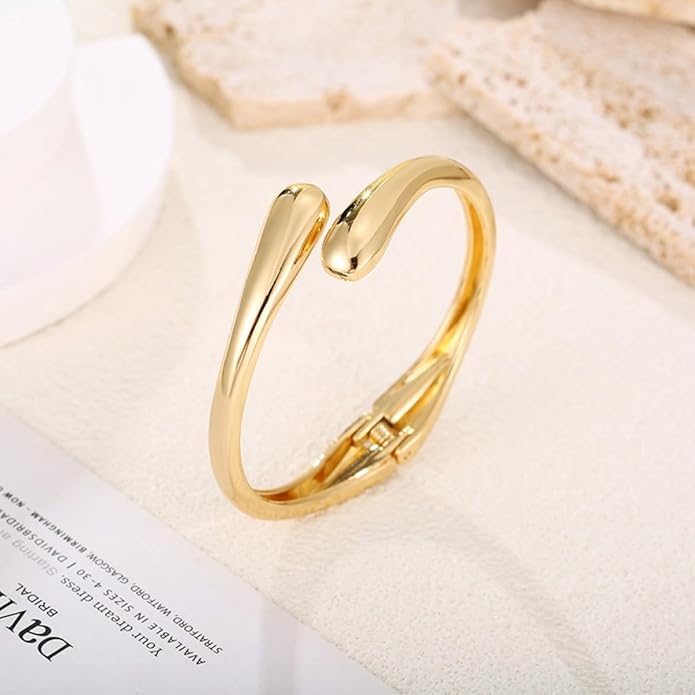 Gold/Silver Cuff Bangle Bracelets For Women Chunky Waterdrop Twisted Hinged Bangle Bracelets Minimalist Arm Cuff Bracelet Jewelry Gifts