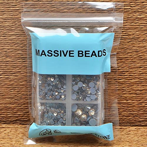 4000Pcs Mixed Size Hot Fix Round Crystals Gems Glass Stones Hotfix Flat Back Rhinestones (Light Champagne) - color: Light Champagne, size: 4000 Count (Pack of 1)